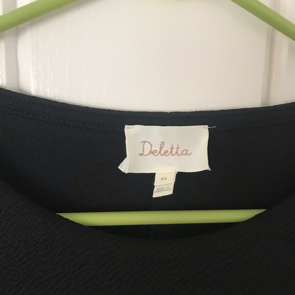 EUC Deletta Anthropologie Ruched Top Black XS - Picture 4 of 8